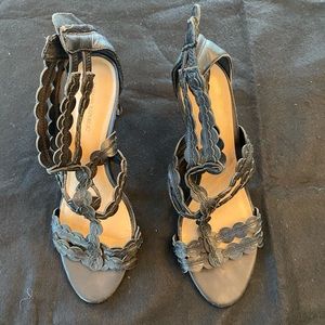 Banana Republic black high heel zip sandals